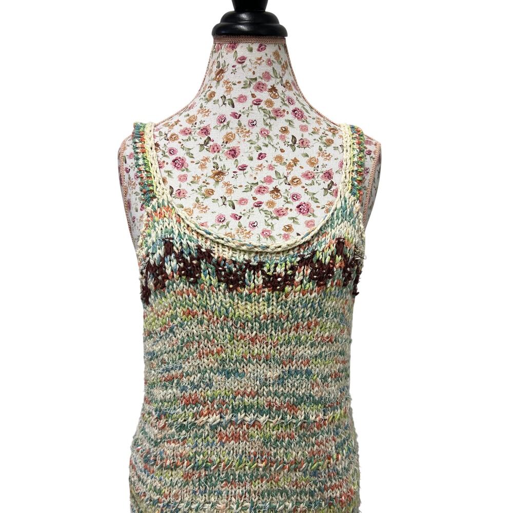 Another Love Knit Tank Top US XL Boho Festival Multicolor Chunky Y2K - Picture 2 of 4